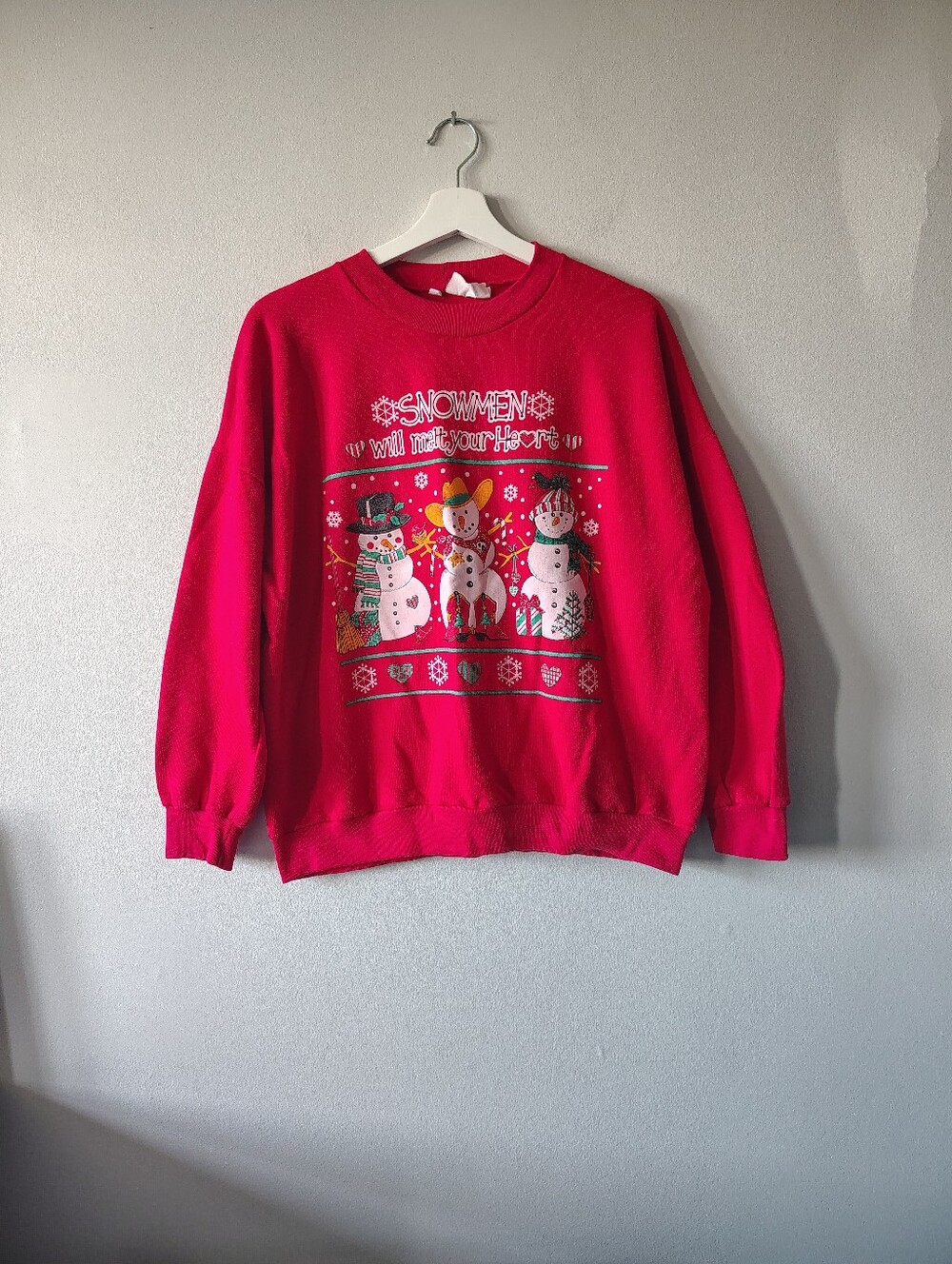 Vintage Red Snowman Graphic Crewneck Sweater